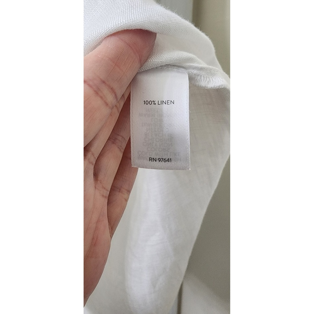 J.Jill Love Linen White Asymmetrical Hem Tunic Top Split Neck Long Sleeve Small - Picture 5 of 9
